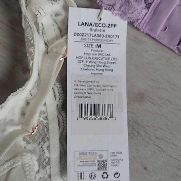 DORINA Lana 2 Piece Light Padded All Lace bralettes M Purple/Ivory NWT in pkg - Picture 9 of 10